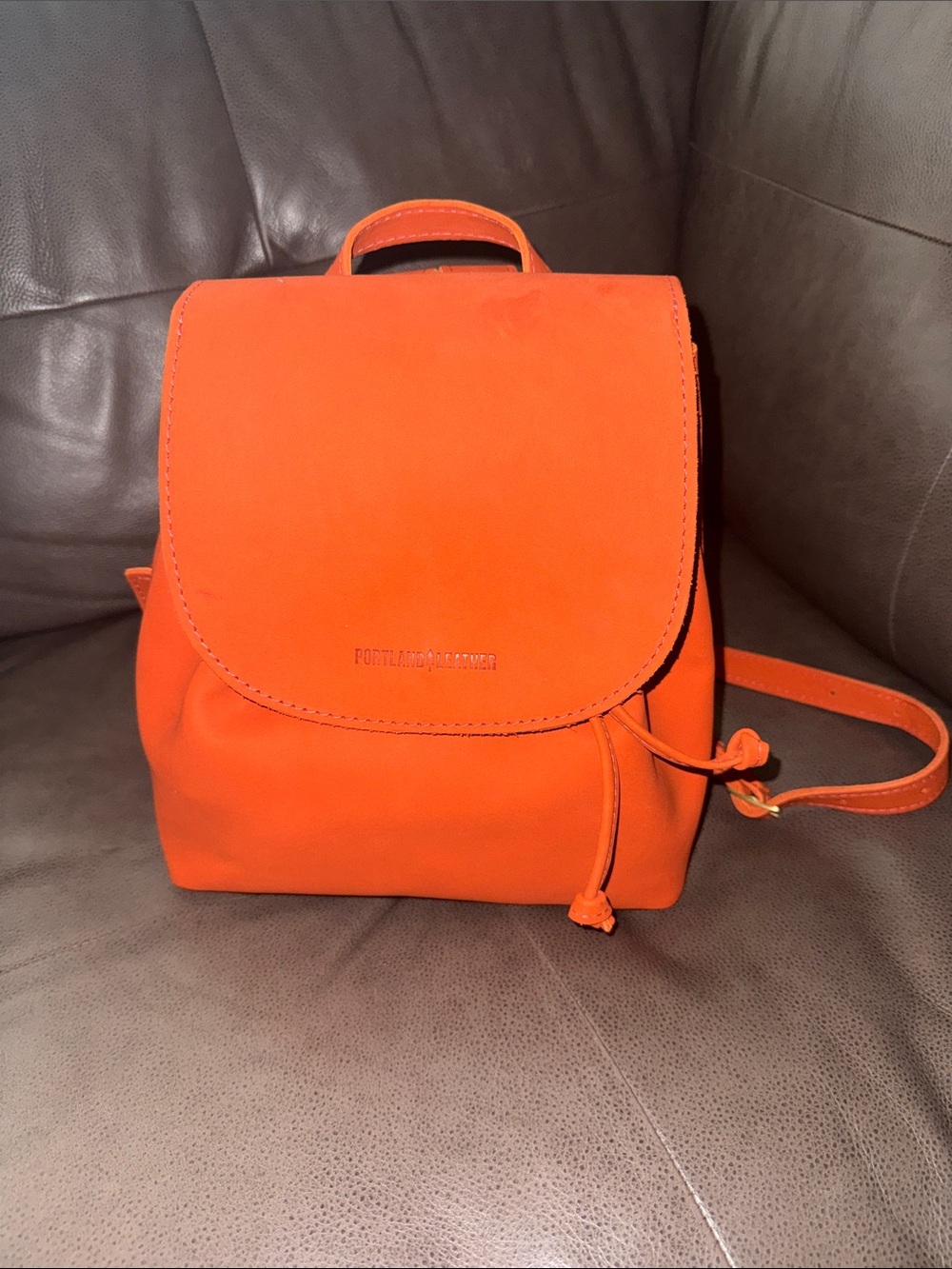 Portland Leather Paprika Bucket Backpack
